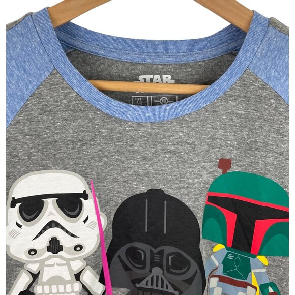 Star Wars Mens Size Large Gray/Blue Short Sleeve T-shirt Boba Fett Darth Vader - Picture 3 of 7